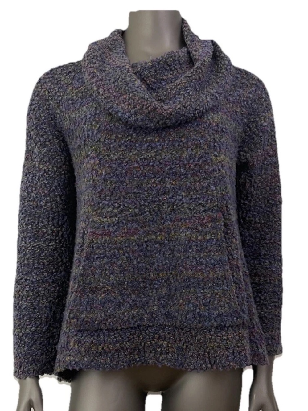 Habitat Clothes To Live In Sweater M Cowlneck Multicolor Boucle Hippie Hi-Lo